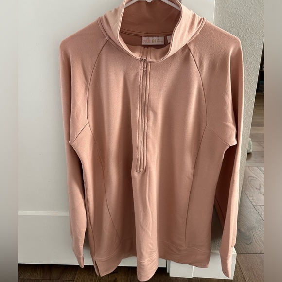 Belle by Kim Gravel 1/4 Zip Pullover Sz M Dusty Pink - Picture 2 of 5